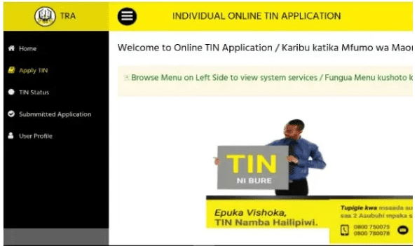 TRA TIN number online